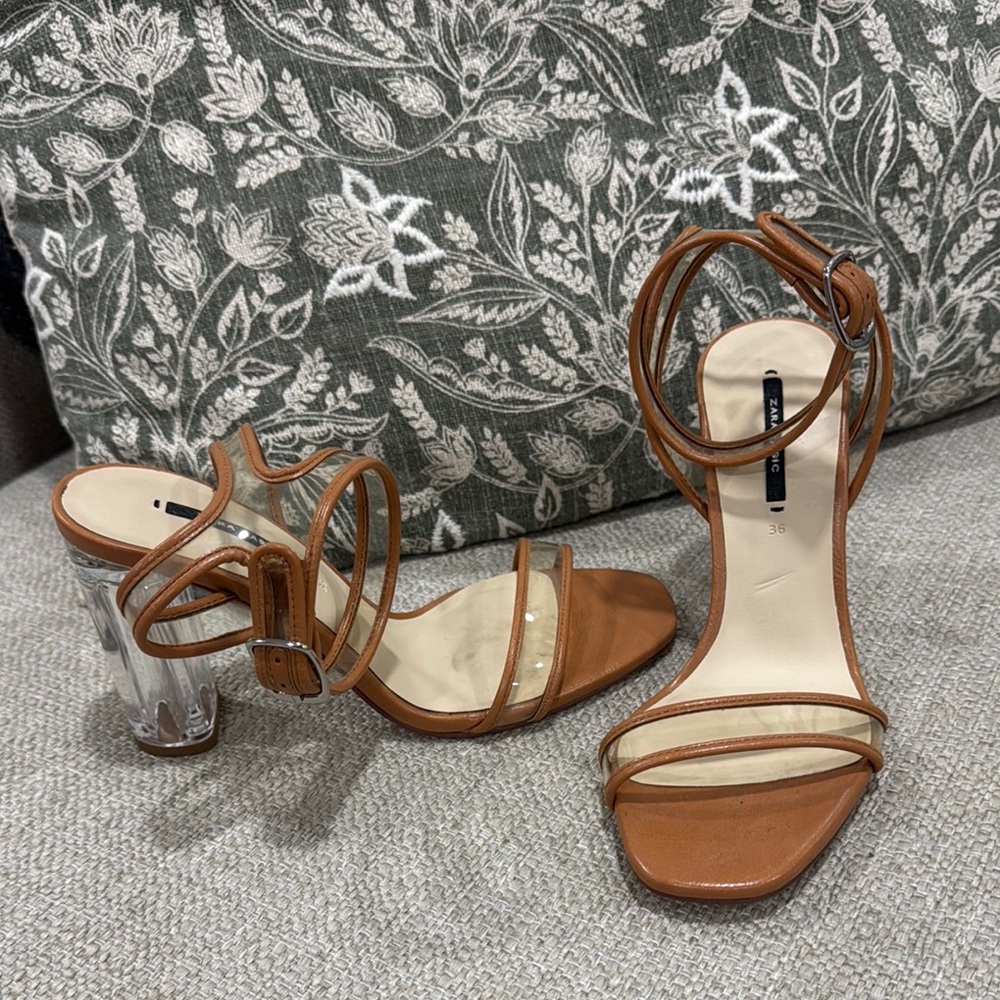 Zara Elegant Tan Strappy Heels